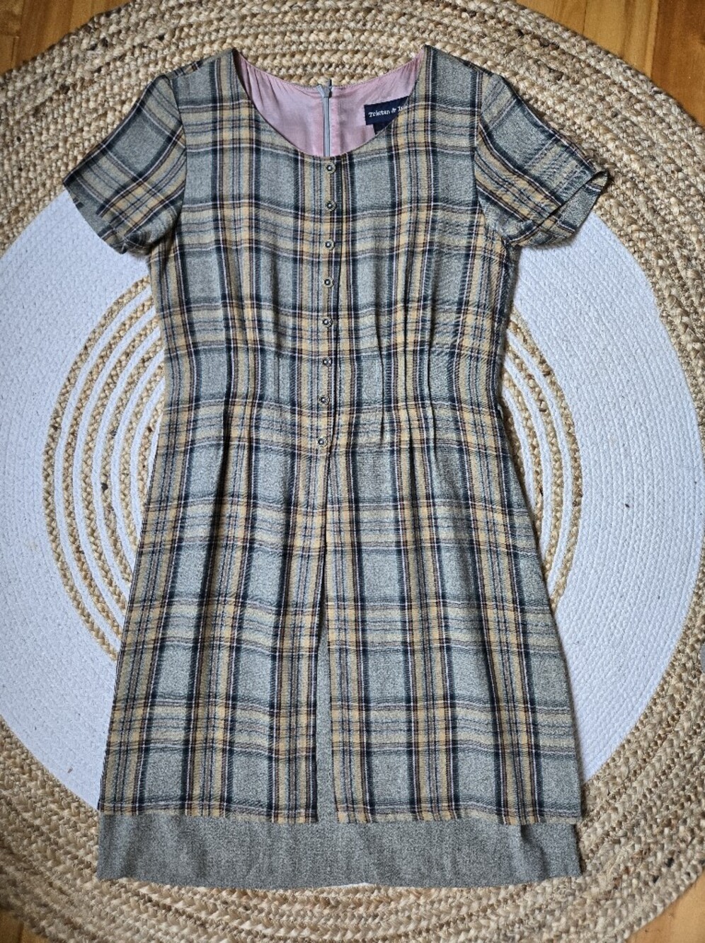 Vintage 90s Plaid Midi Shift Dress Preppy Schoolgirl Dark Academia Retro US7